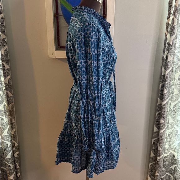 Anthropologie Calanthe Mini Shirt Dress Blue SZ Large - Picture 8 of 12